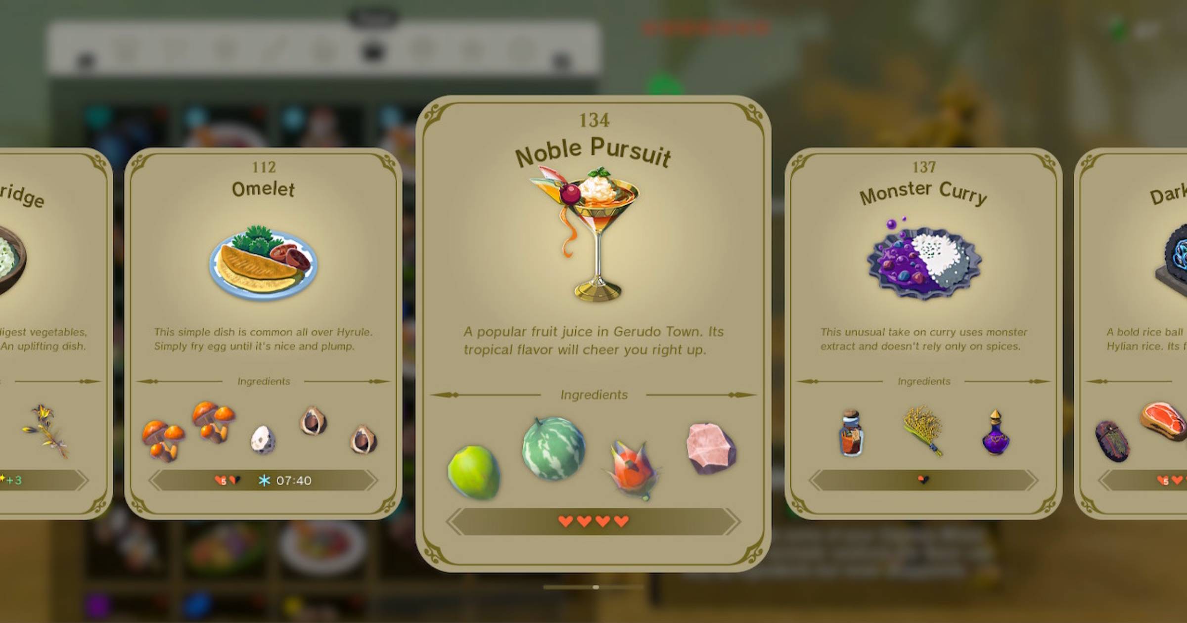 Noble Pursuit Recipe - Zelda: Tears of the Kingdom