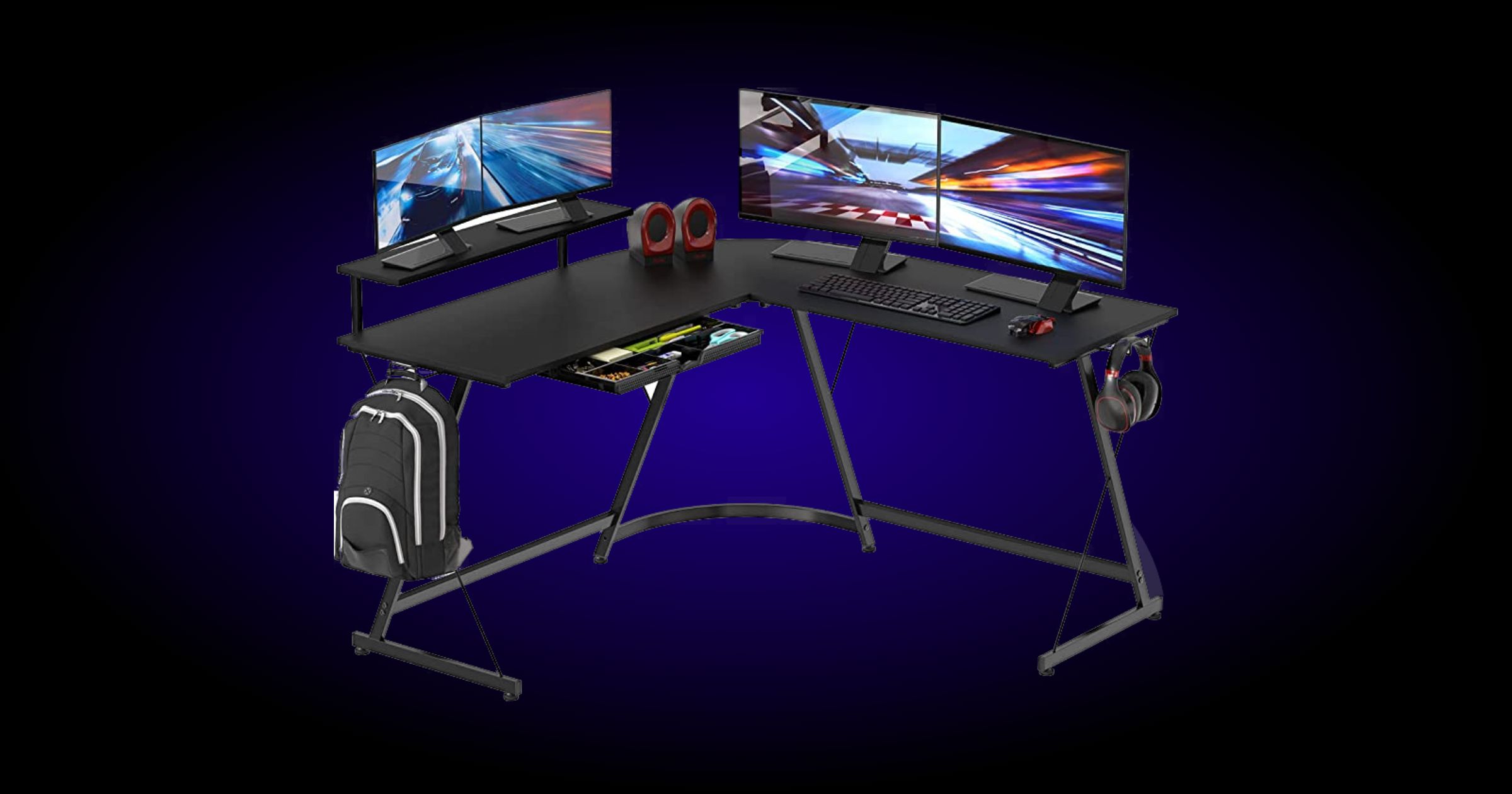 SHW L Shaped Gaming Desk